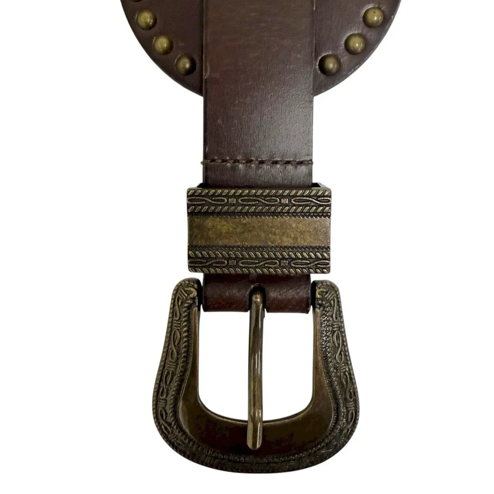 Lucky‎ Brand Women's Size Small Studded Genuine Leather Brown Festival Belt NWT